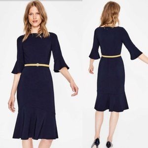Boden Tall Navy blue Flippy Pencil flounce dress